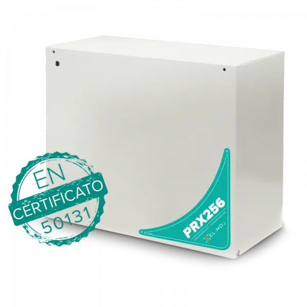 ELMO PRX256 Centrale ibrida cablata/wireless a 256 ingressi con interfaccia LAN integrata e 2 linee seriali RS-485 indipendenti
