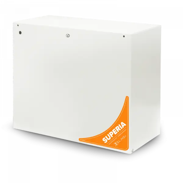 ELMO SPR256X Centrale antintrusione SUPERIA max 256 ingressi, 1 Ethernet, 1 USB-C, box metallico, 2 linee seriali RS-485 indipendenti, batteria max 18Ah