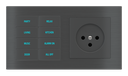 EKINEX Pulsante 8 tasti con testi/simboli retroilluminati, sensore di prossimità e presa elettrica per placca a 2 posti (modulo 60x55 mm) - IL