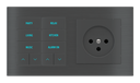 EKINEX Pulsante 10 tasti con testi/simboli retroilluminati, sensore di prossimità e presa elettrica per placca a 2 posti (modulo 60x55 mm) - IL
