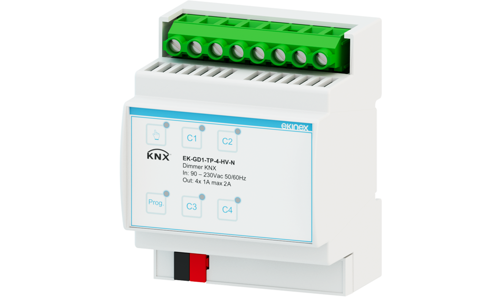 EKINEX Dimmer KNX 90-230V~50/60Hz 4 canali con neutro in comune
