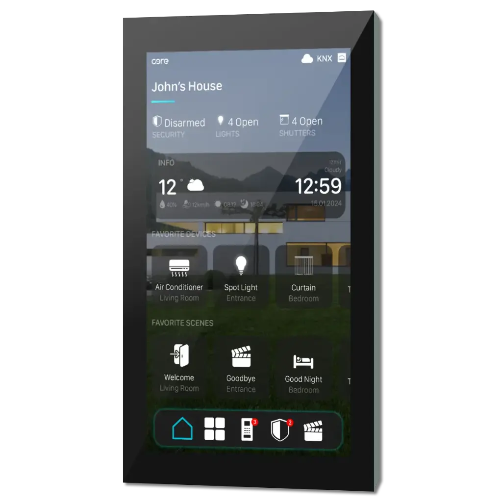 Core Surface Home Controller Touch Panels Versione 1.1 - 8''- Finitura in Alluminio Soft-touch 
