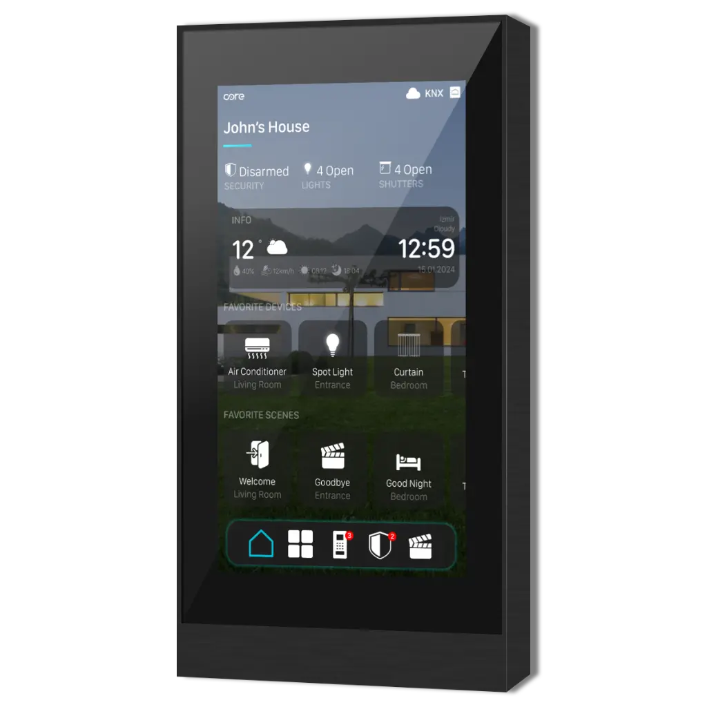 Core Surface Home Controller Touch Panels Versione 1.1  - 8''- Finitura in alluminio spazzolato  