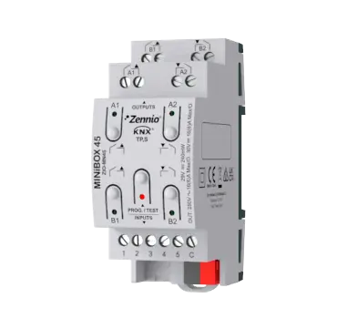 Zennio Minibox - Multifunction actuator with 4 outputs (16 A) and 5 analog-digital inputs