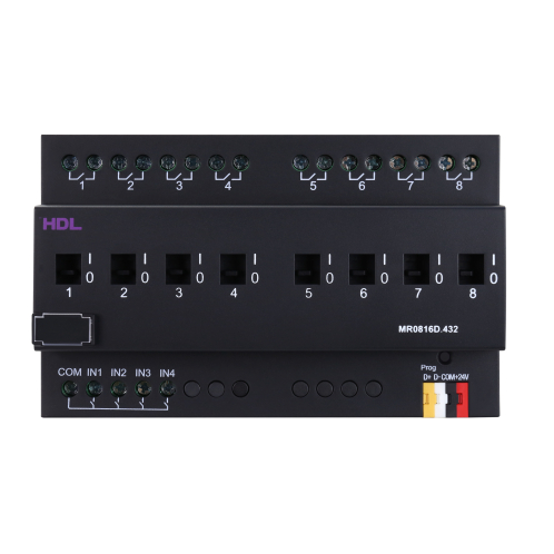 HDL MR0816D.432 Attuatore barra DIN 8CH 16A con 4 input