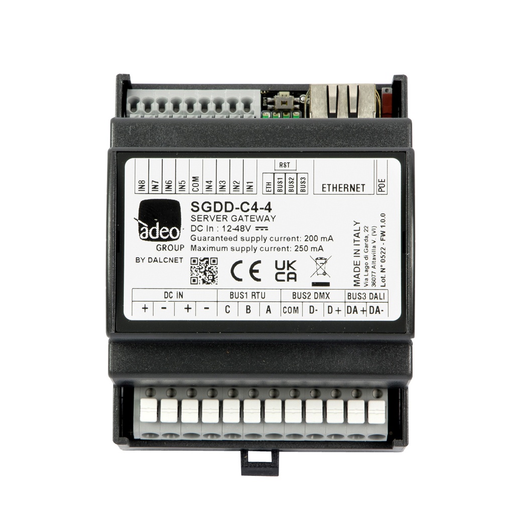 ADEO CONTROL SGDD-C4-4 Server Gateway IP DALI 2/DMX