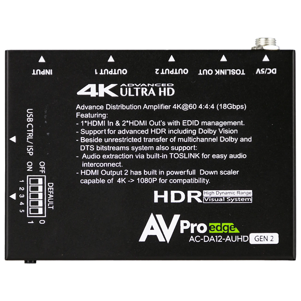 AVPro Edge AC-DA12-AUHD-GEN2 Distributore video HDMI 1 x 2 18Gbps