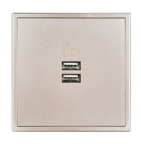HDL MP2-W-USB/TILE.48-CG Placca doppia presa USB serie Tile champagne-gold