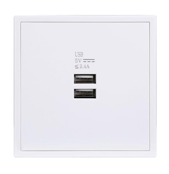 HDL MP2-W-USB/TILE.48-IW Placca doppia presa USB serie Tile ivory-white