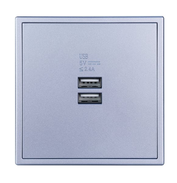 HDL MP2-W-USB/TILE.48-SG Placca doppia presa USB serie Tile space-gray