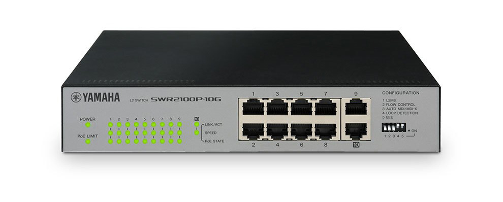 YAMAHA SWR2100P-10G Switch managed 10 porte di cui 9 PoE+