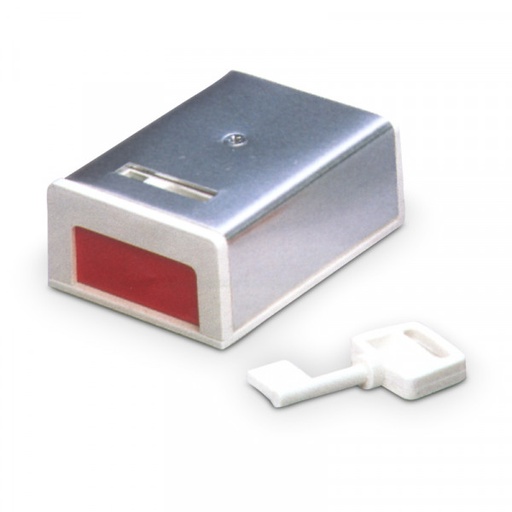 [C/484I] ELMO C/484I Pulsante antirapina con chiave di reset, LED di indicazione stato di allarme. Autoprotetto contro l’apertura. Biadesivo di fissaggio