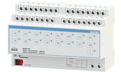 [22EK-FF1-TP] EKINEX Uscita binaria 16 canali / attuatore tapparelle 8 canali
