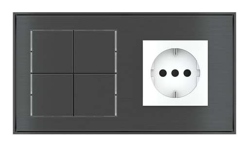 [231EK-E23-TP | SC45] EKINEX Pulsante Basic (NO LED) con componente di serie civile per placca a 2 posti (modulo 60x45 mm)