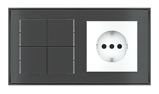[232EK-E23-TP | SC55] EKINEX Pulsante Basic (NO LED) con componente di serie civile per placca a 2 posti (modulo 60x55 mm)