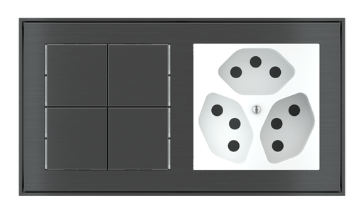 [233EK-E23-TP | SC60] EKINEX Pulsante Basic (NO LED) con componente di serie civile per placca a 2 posti (modulo 60x60 mm)