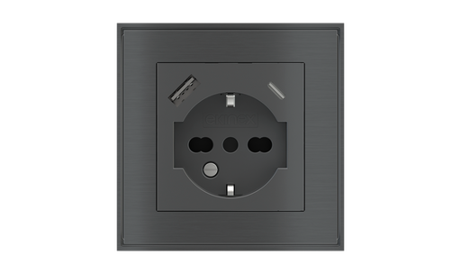 [346EK-PWS-IT-USB] EKINEX Presa elettrica quadrata (modulo 55x55 mm) - IT USB