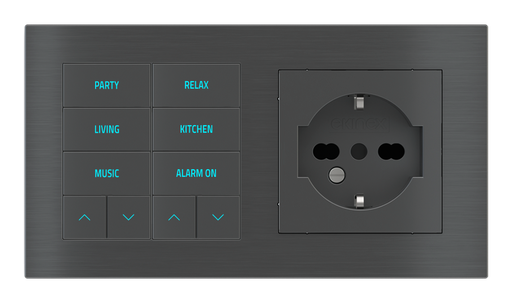 [358EK-E2E-TP-10 | EK-PWS-IT] EKINEX Pulsante 10 tasti con testi/simboli retroilluminati, sensore di prossimità e presa elettrica per placca a 2 posti (modulo 60x55 mm) - IT
