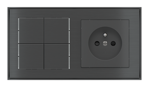 [518EK-E23-TP | EK-PWS-FR] EKINEX Pulsante Basic (NO LED) e presa elettrica per placca a 2 posti (modulo 60x55 mm)  - FR