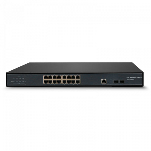 [SW05] ELMO SW05 Switch PoE industriale managed con 16 porte Gigabit PoE + 2 porte fibra Uplink + 1 porta Console, max 240 W