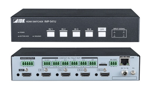 [TGES002110] IDKAV IDK IMP-S41U Switcher 4x1 HDMI 4K@60 4:4:4 HDR HDCP 2.2